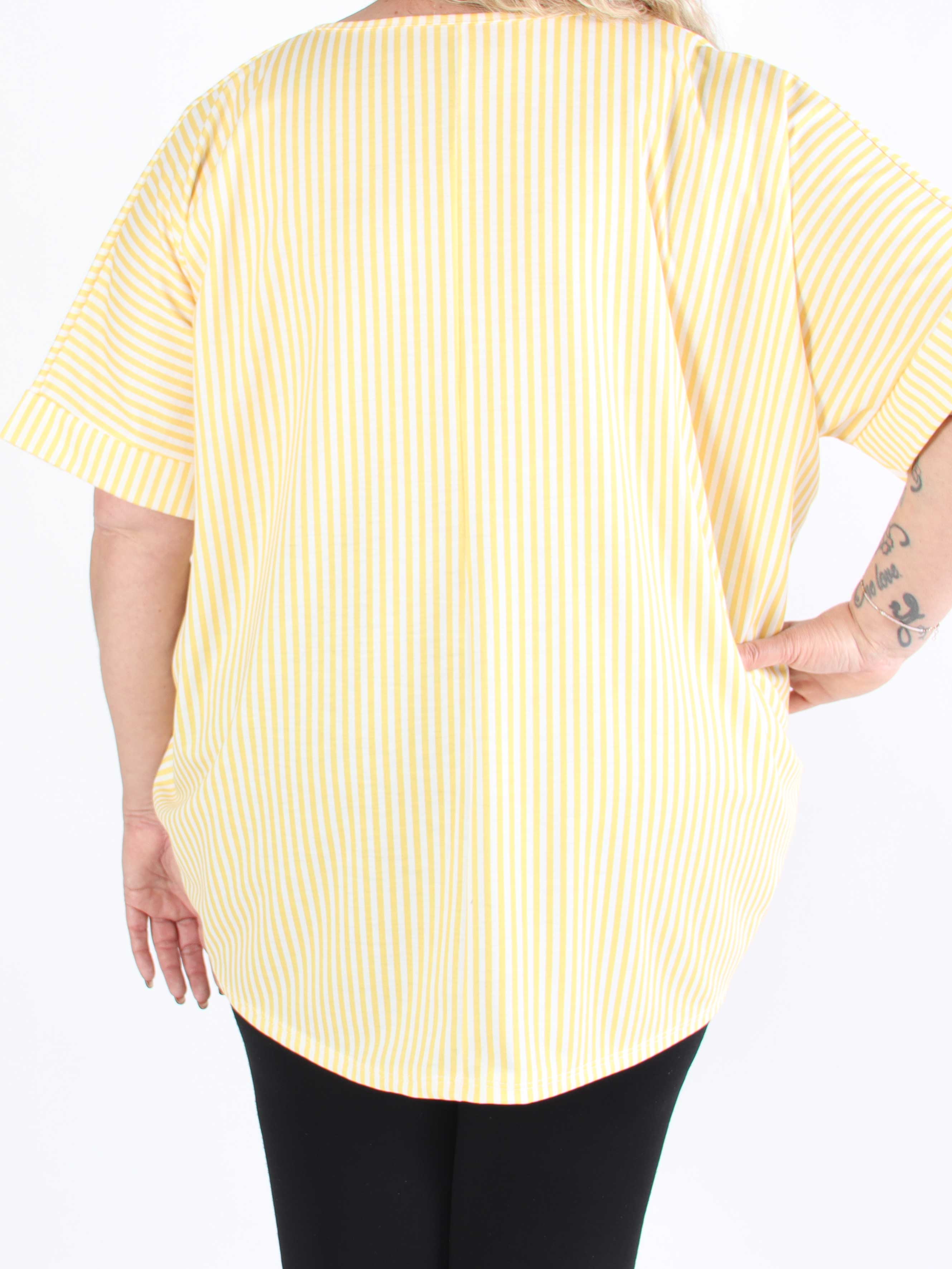 Mintu Stripe - Plus size t-shirt med vogue stående med glittrande similisten